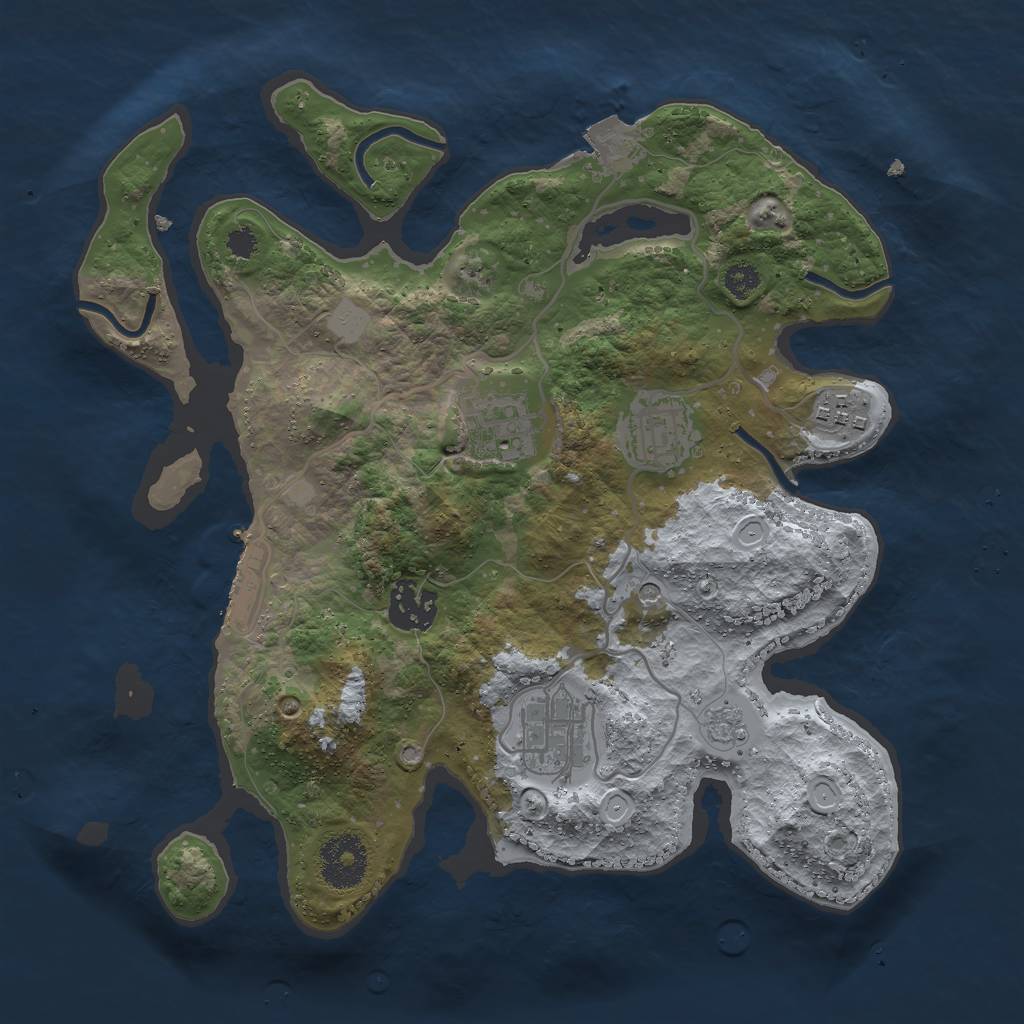 Rust Map: Procedural Map, Size: 3000, Seed: 1318295604, 11 Monuments