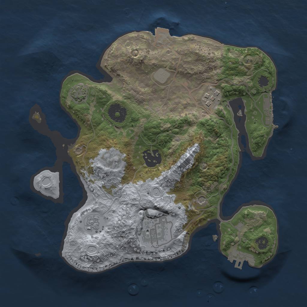 Rust Map: Procedural Map, Size: 2500, Seed: 1866733317, 11 Monuments