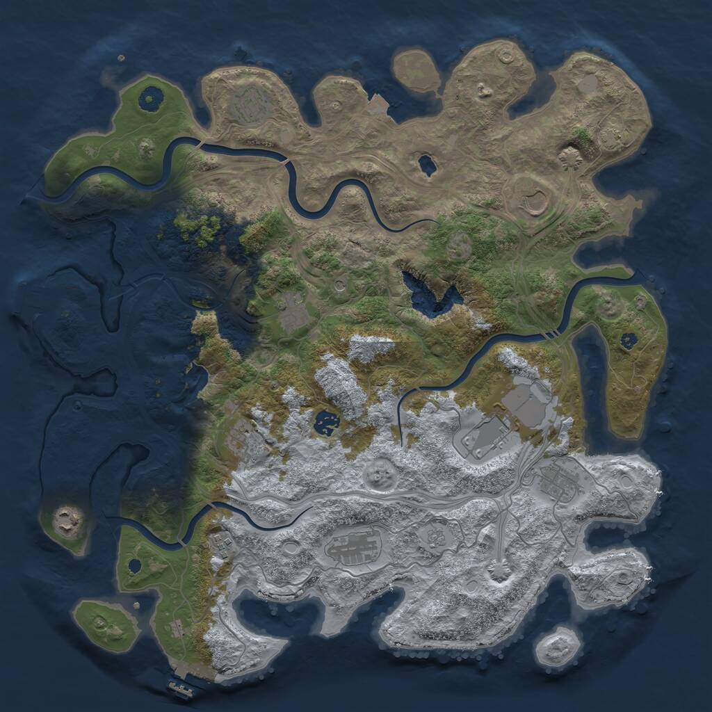 Rust Map: Procedural Map, Size: 4300, Seed: 95359327, 16 Monuments
