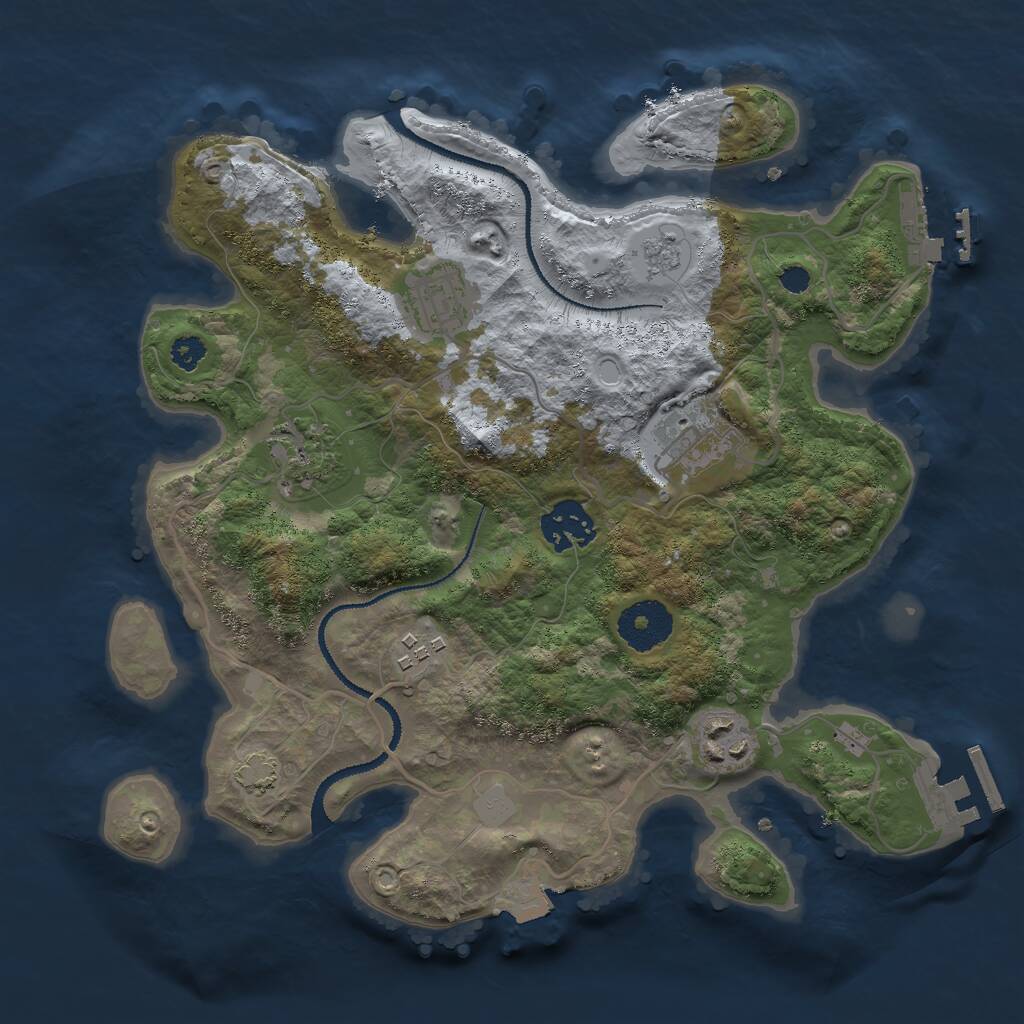 Rust Map: Procedural Map, Size: 3000, Seed: 1165996893, 11 Monuments