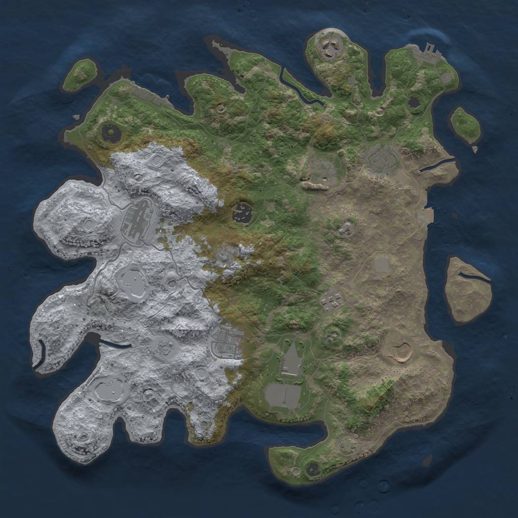 Rust Map: Procedural Map, Size: 3900, Seed: 57788605, 17 Monuments