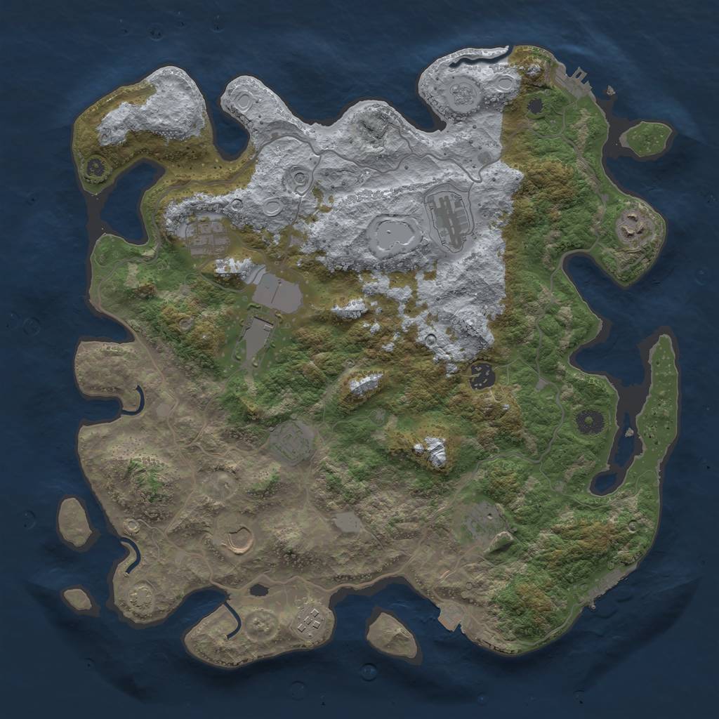 Rust Map: Procedural Map, Size: 4000, Seed: 1165996893, 17 Monuments