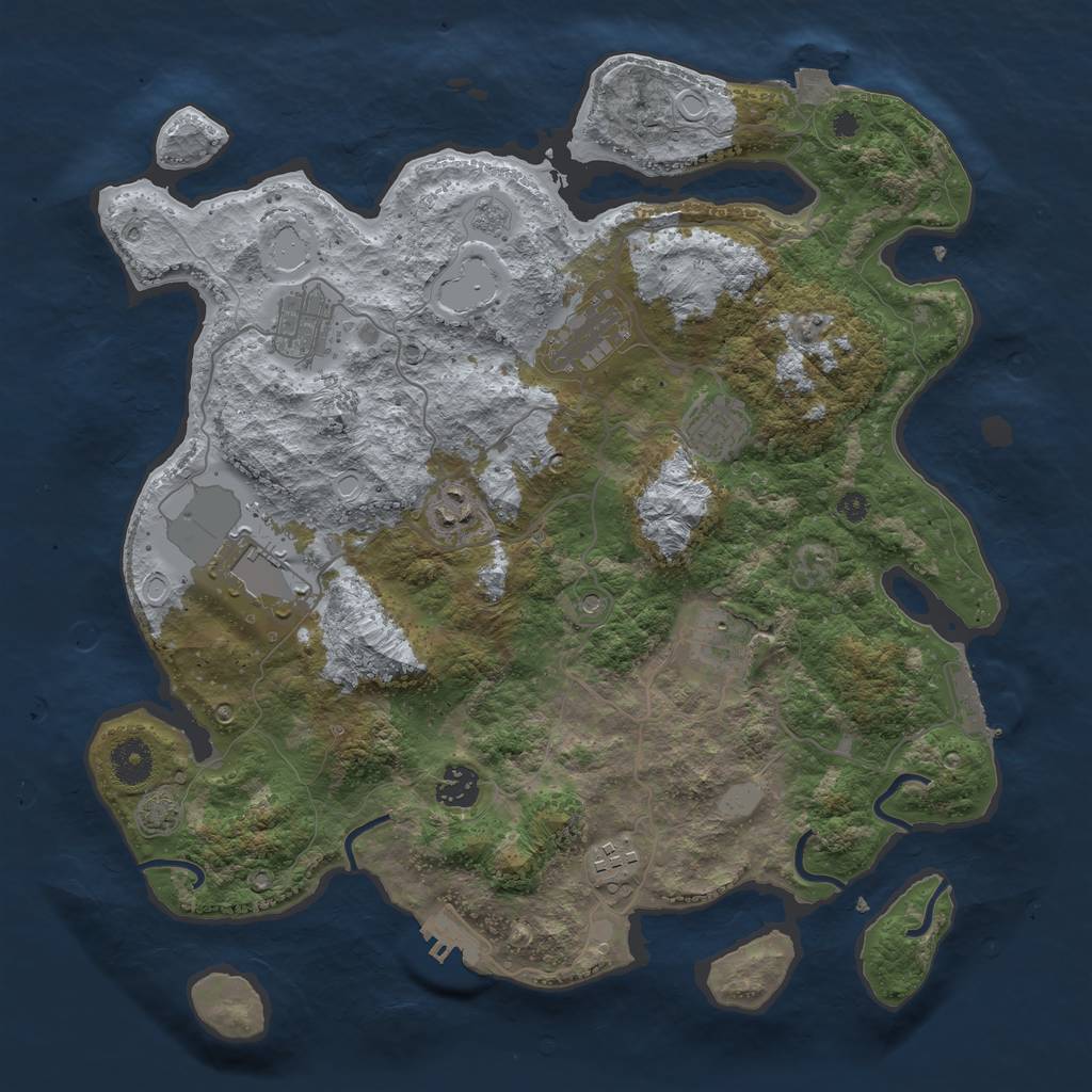 Rust Map: Procedural Map, Size: 3750, Seed: 92890763, 16 Monuments