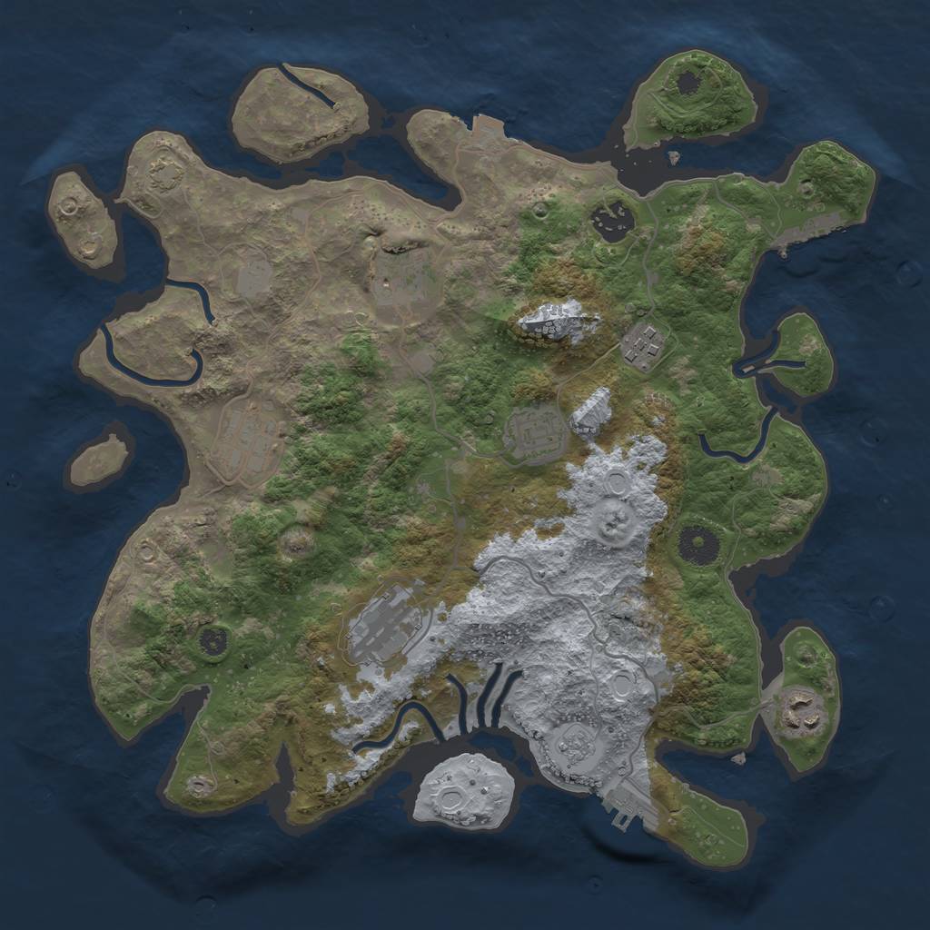 Rust Map: Procedural Map, Size: 3450, Seed: 62492815, 14 Monuments