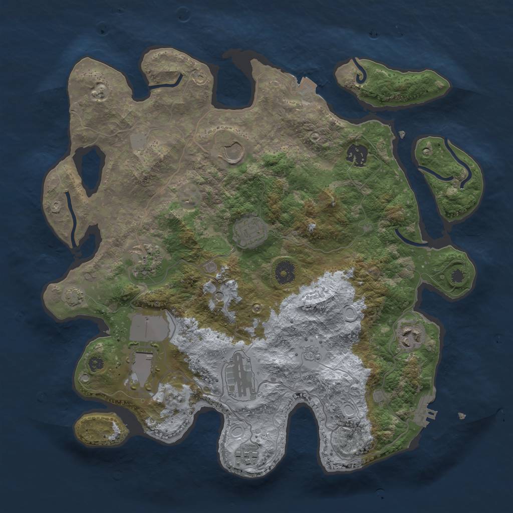 Rust Map: Procedural Map, Size: 3500, Seed: 58678075, 15 Monuments