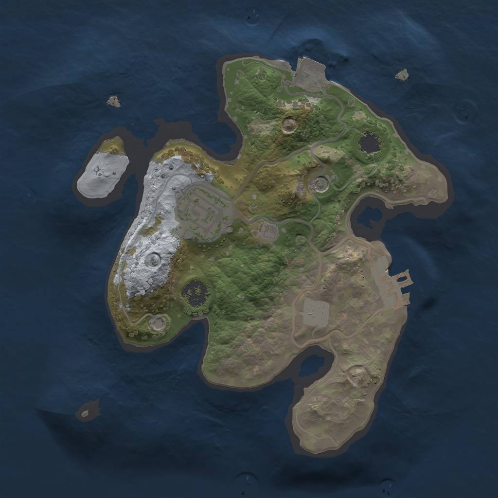 Rust Map: Procedural Map, Size: 2000, Seed: 5152, 6 Monuments