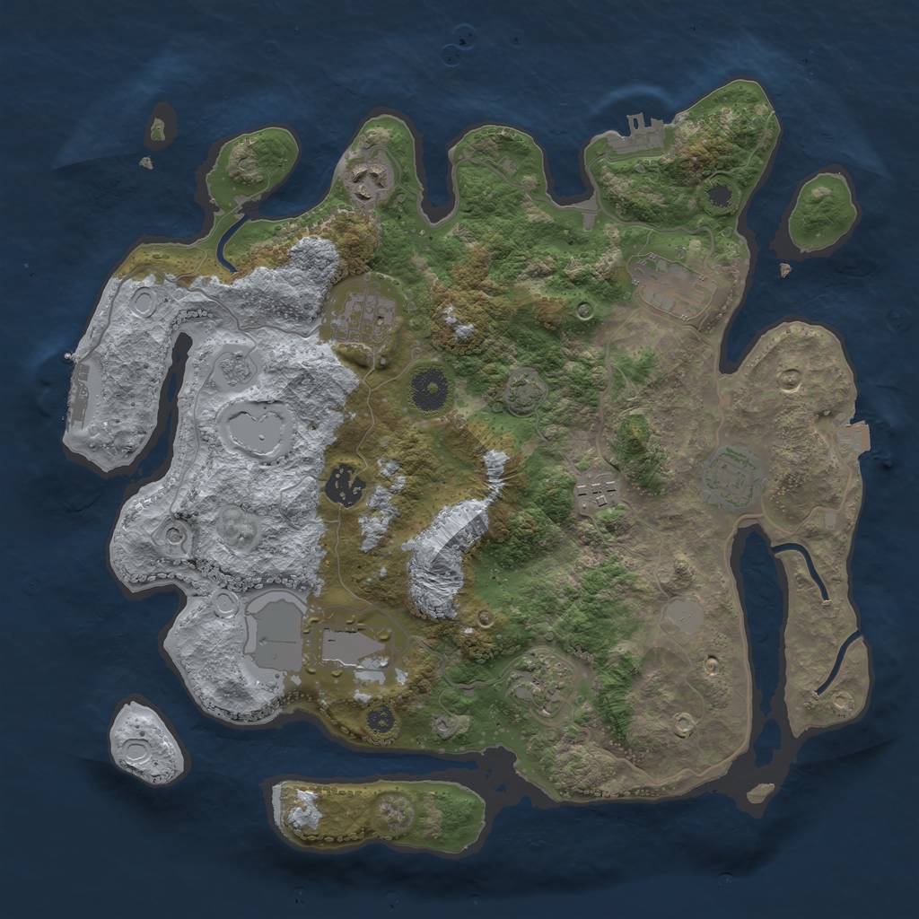Rust Map: Procedural Map, Size: 3500, Seed: 185903475, 16 Monuments