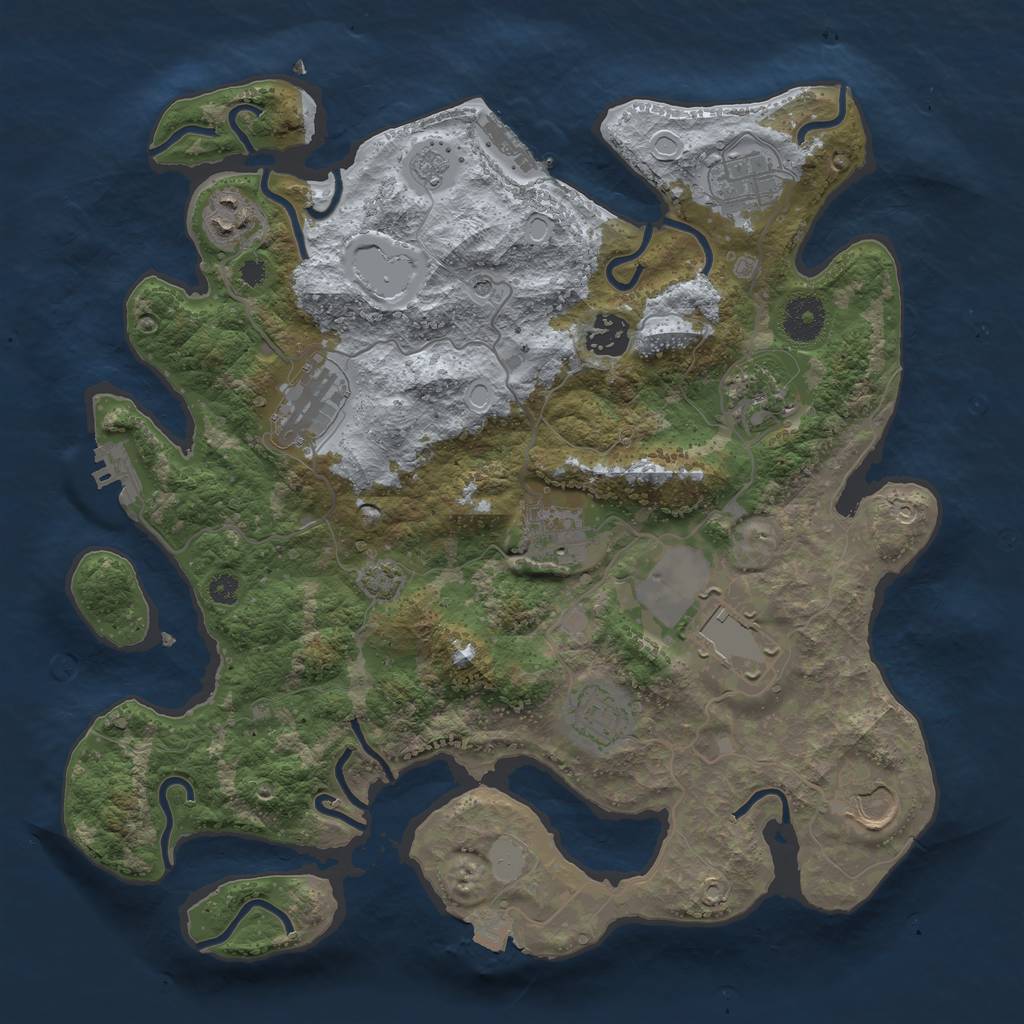 Rust Map: Procedural Map, Size: 3500, Seed: 1710462050, 17 Monuments