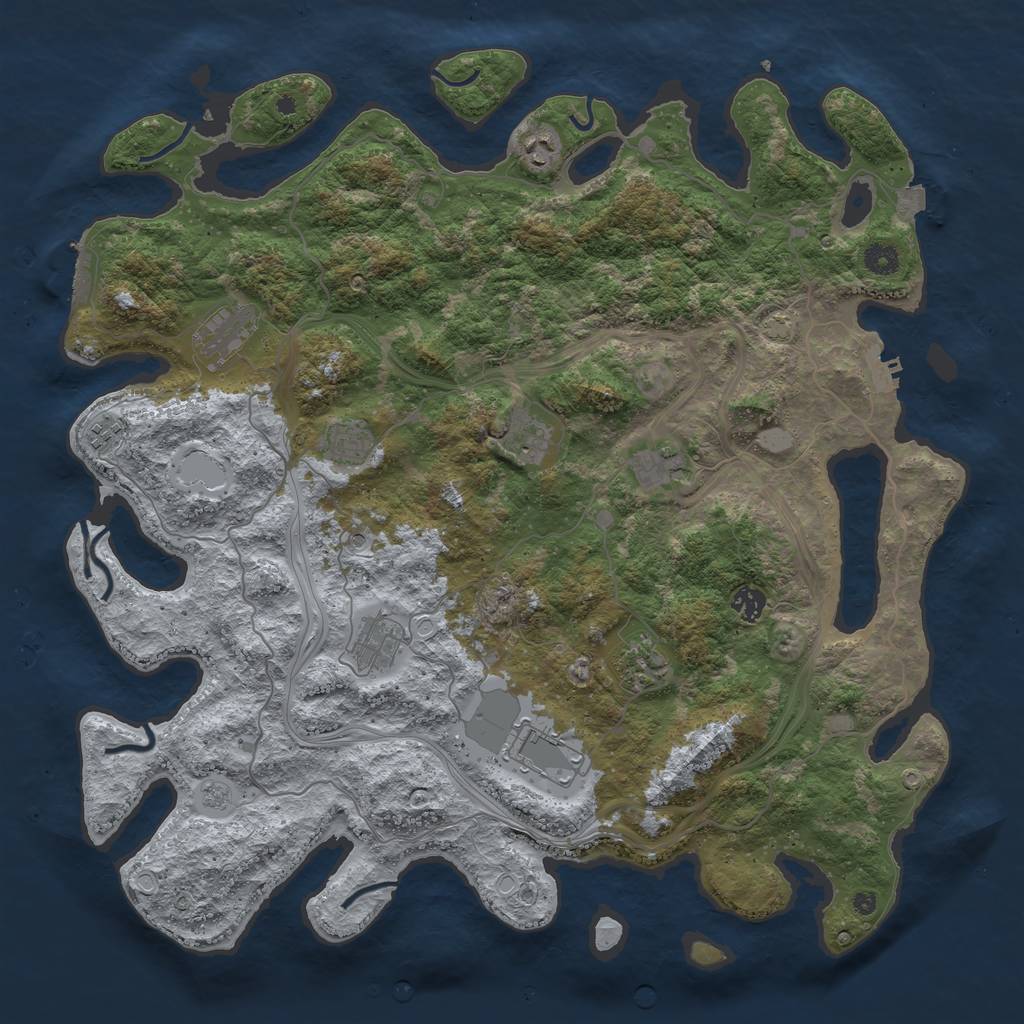 Rust Map: Procedural Map, Size: 4500, Seed: 525285788, 18 Monuments