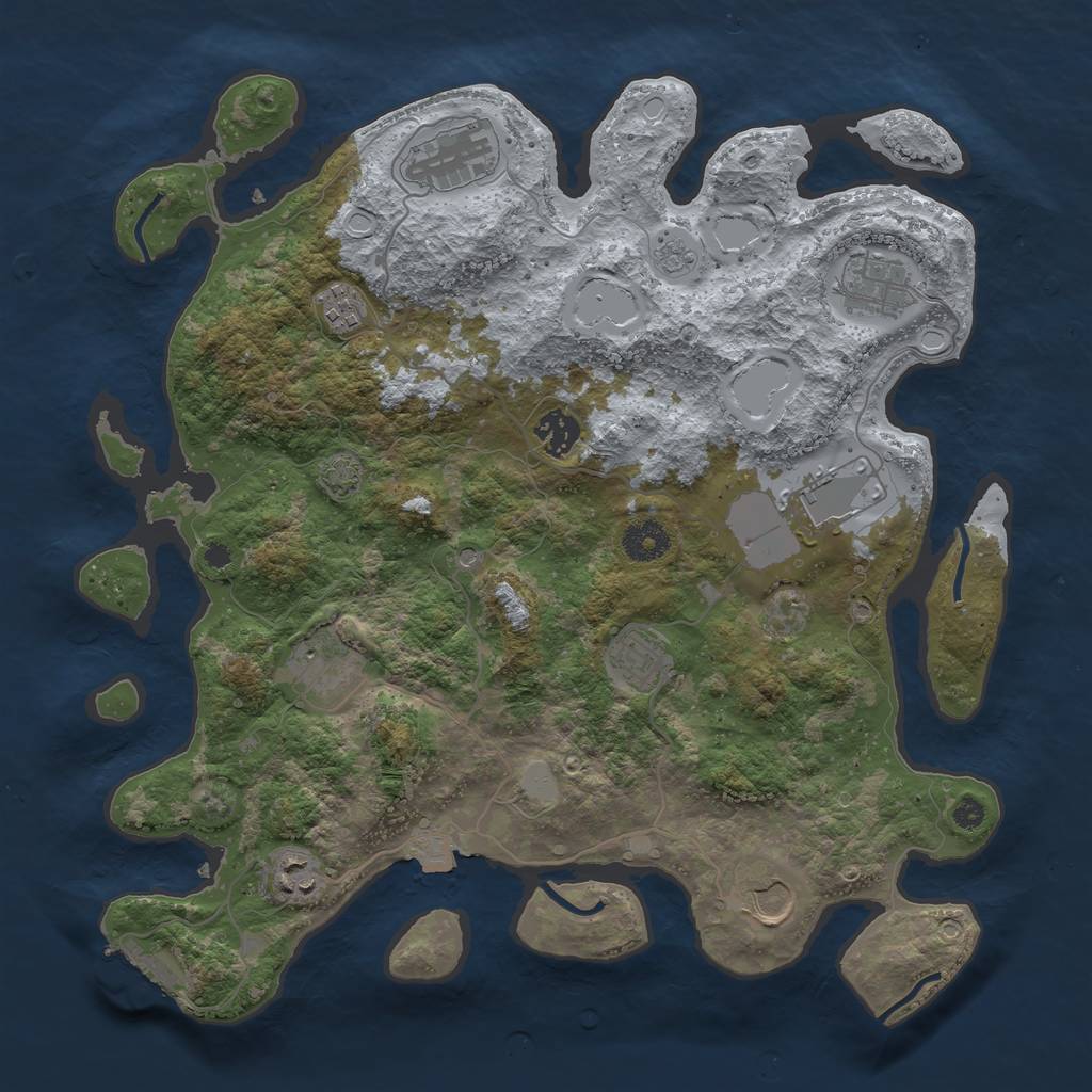 Rust Map: Procedural Map, Size: 3700, Seed: 366364439, 16 Monuments