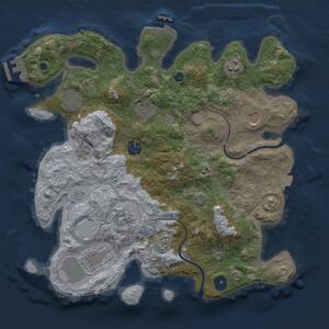 Thumbnail Rust Map: Procedural Map, Size: 3500, Seed: 620594995, 14 Monuments