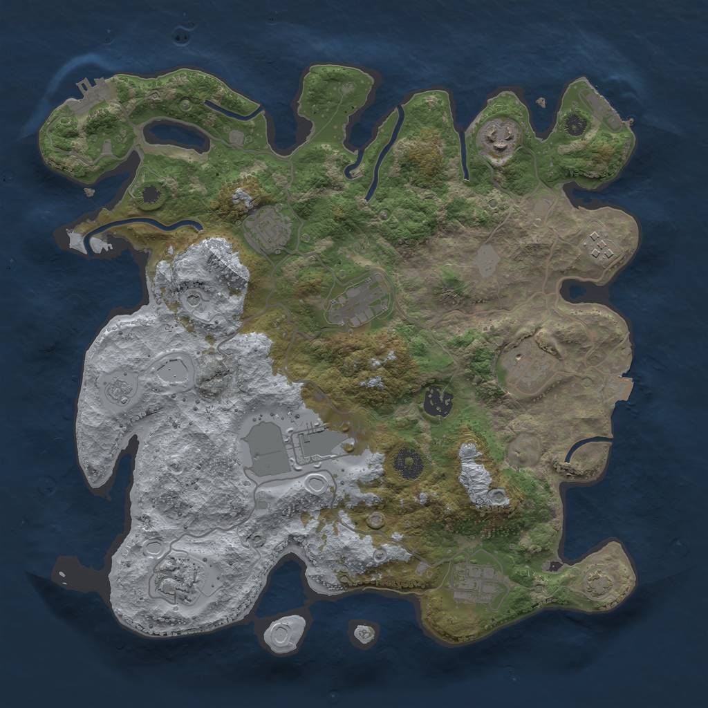 Rust Map: Procedural Map, Size: 3500, Seed: 620594995, 17 Monuments