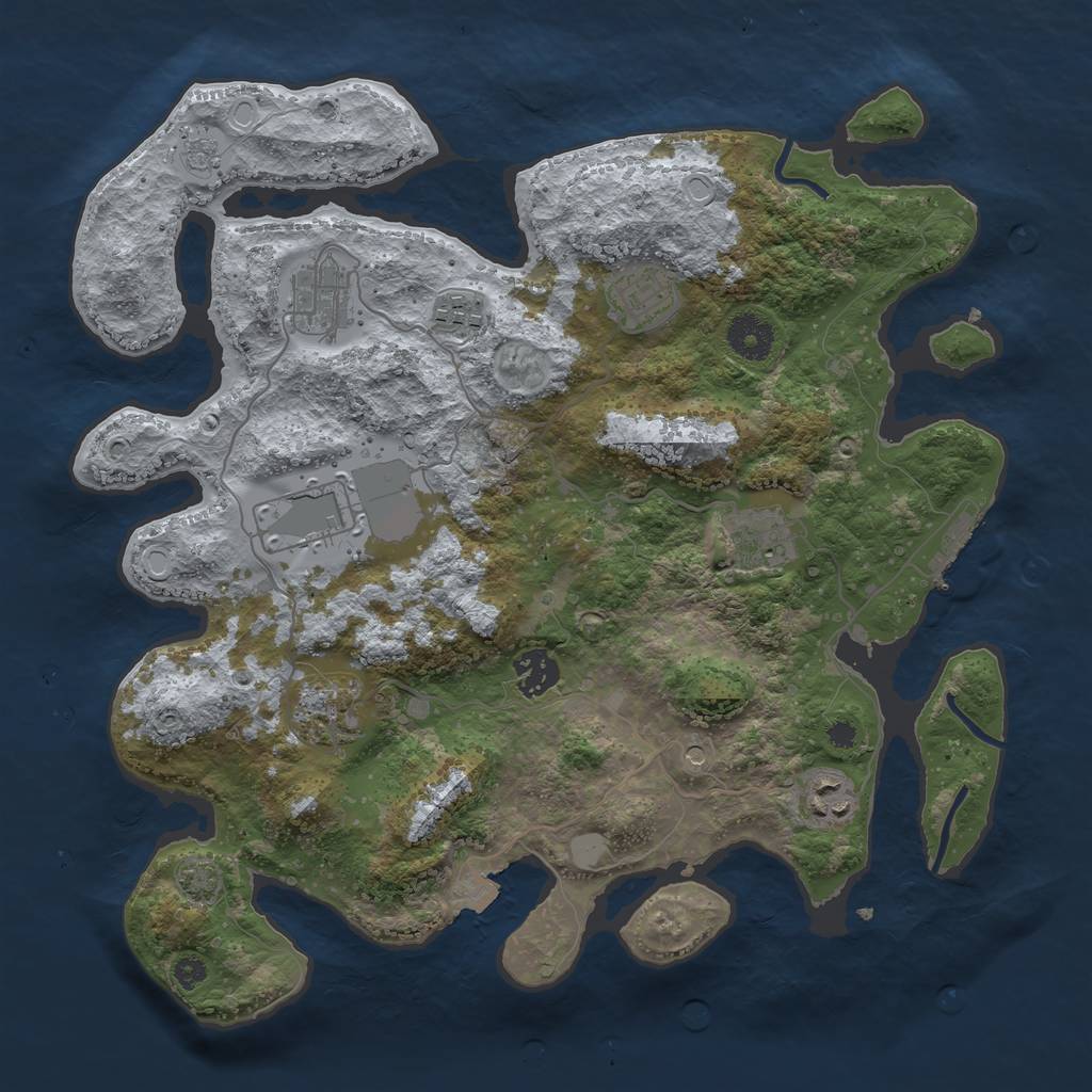 Rust Map: Procedural Map, Size: 3550, Seed: 45717492, 15 Monuments