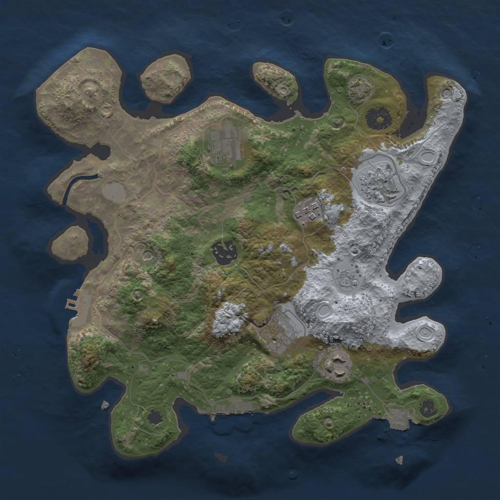 Rust Map: Procedural Map, Size: 3000, Seed: 175153847, 14 Monuments