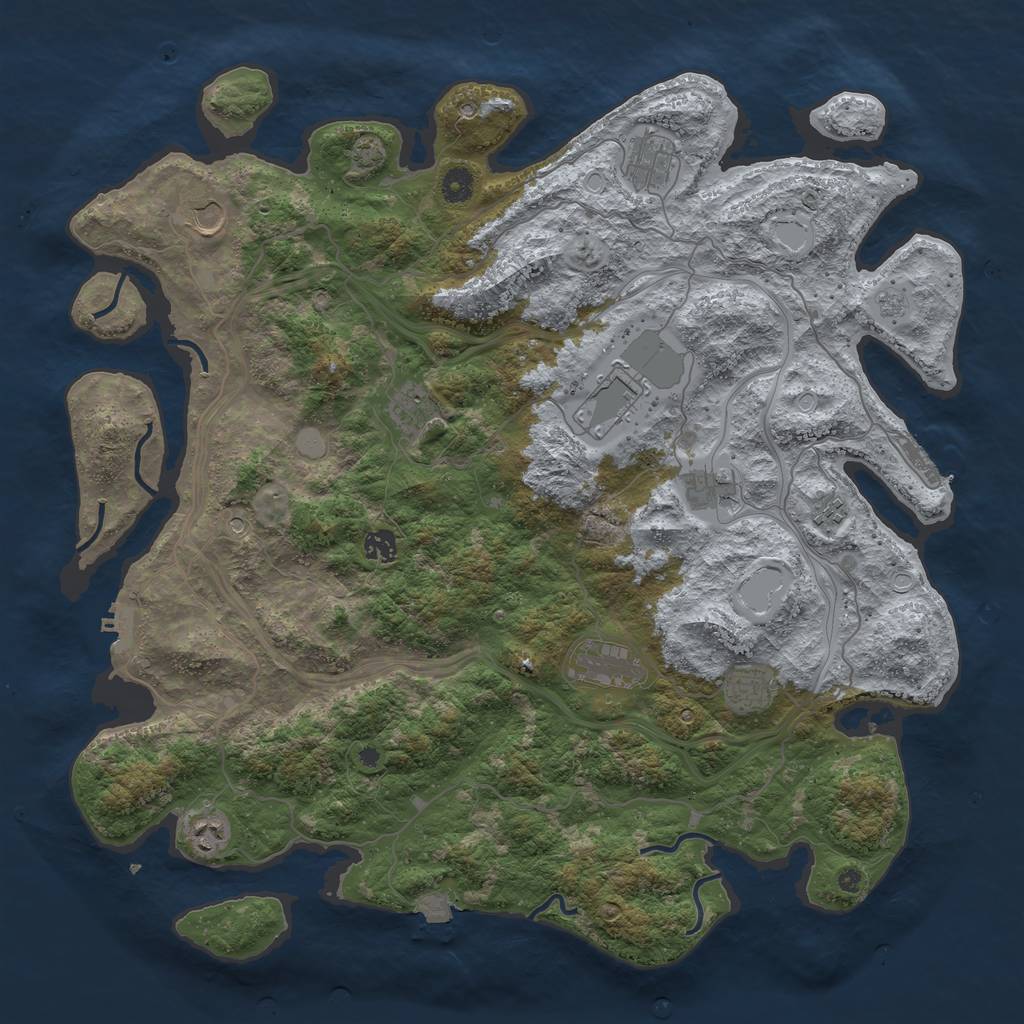 Rust Map: Procedural Map, Size: 4500, Seed: 576847709, 18 Monuments