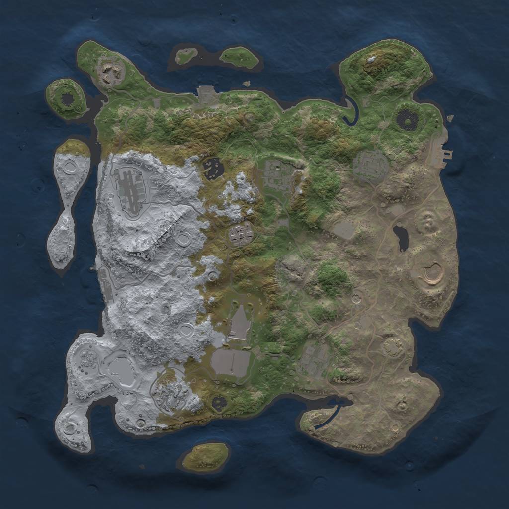 Rust Map: Procedural Map, Size: 3500, Seed: 8720750, 18 Monuments