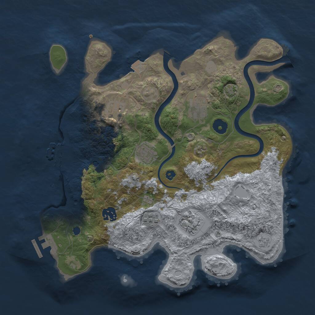 Rust Map: Procedural Map, Size: 3250, Seed: 1972593877, 12 Monuments
