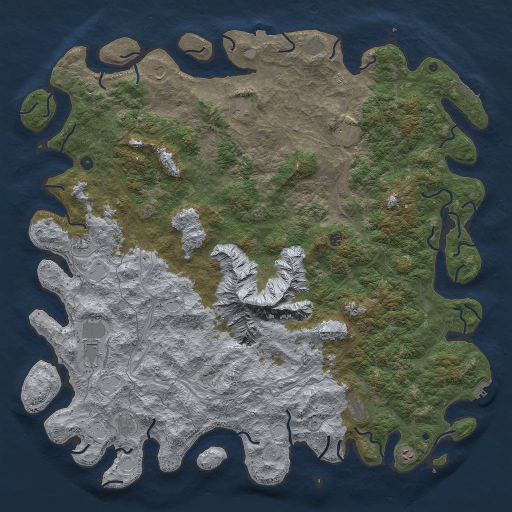 Rust Map: Procedural Map, Size: 6000, Seed: 2307, 19 Monuments