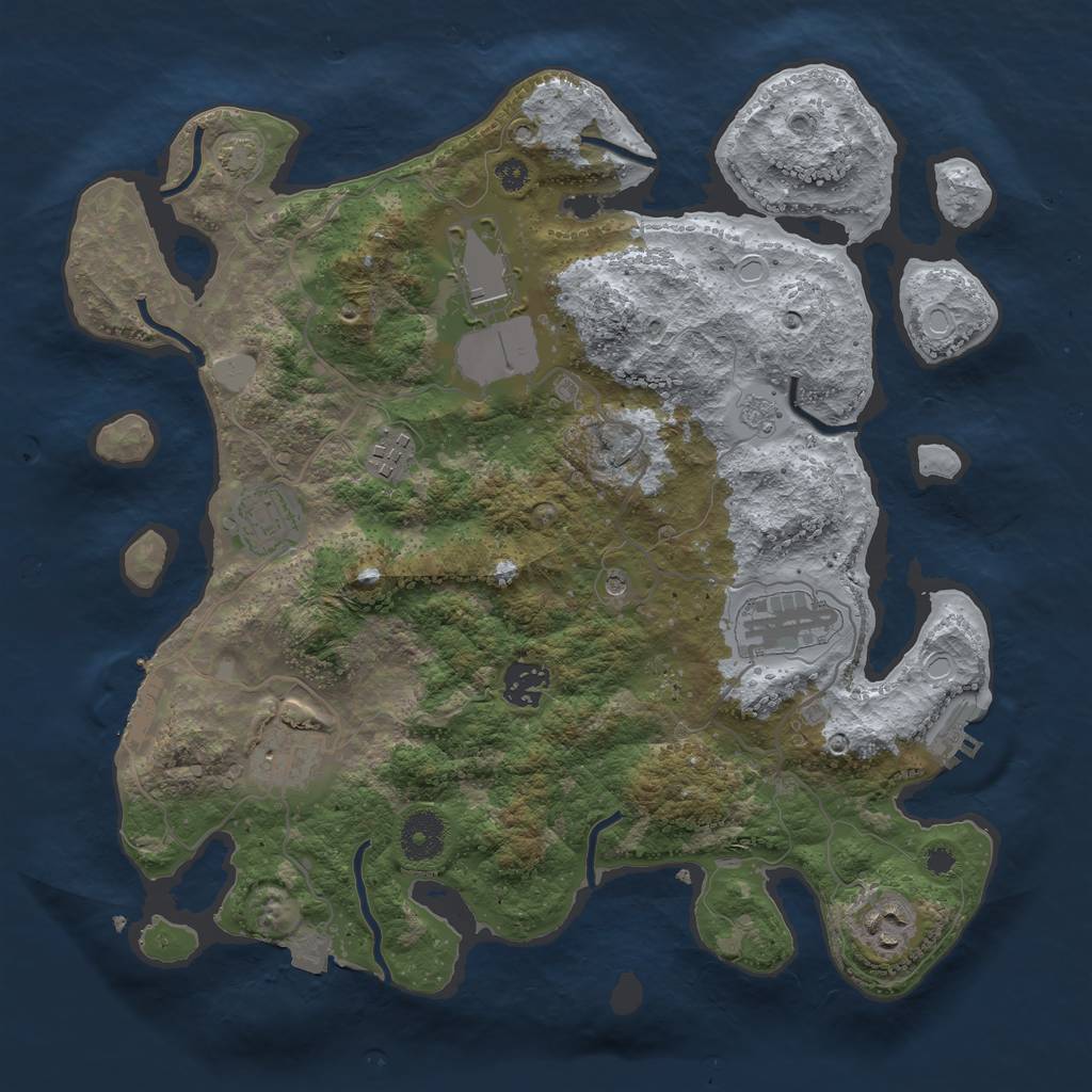 Rust Map: Procedural Map, Size: 3500, Seed: 1991904318, 15 Monuments
