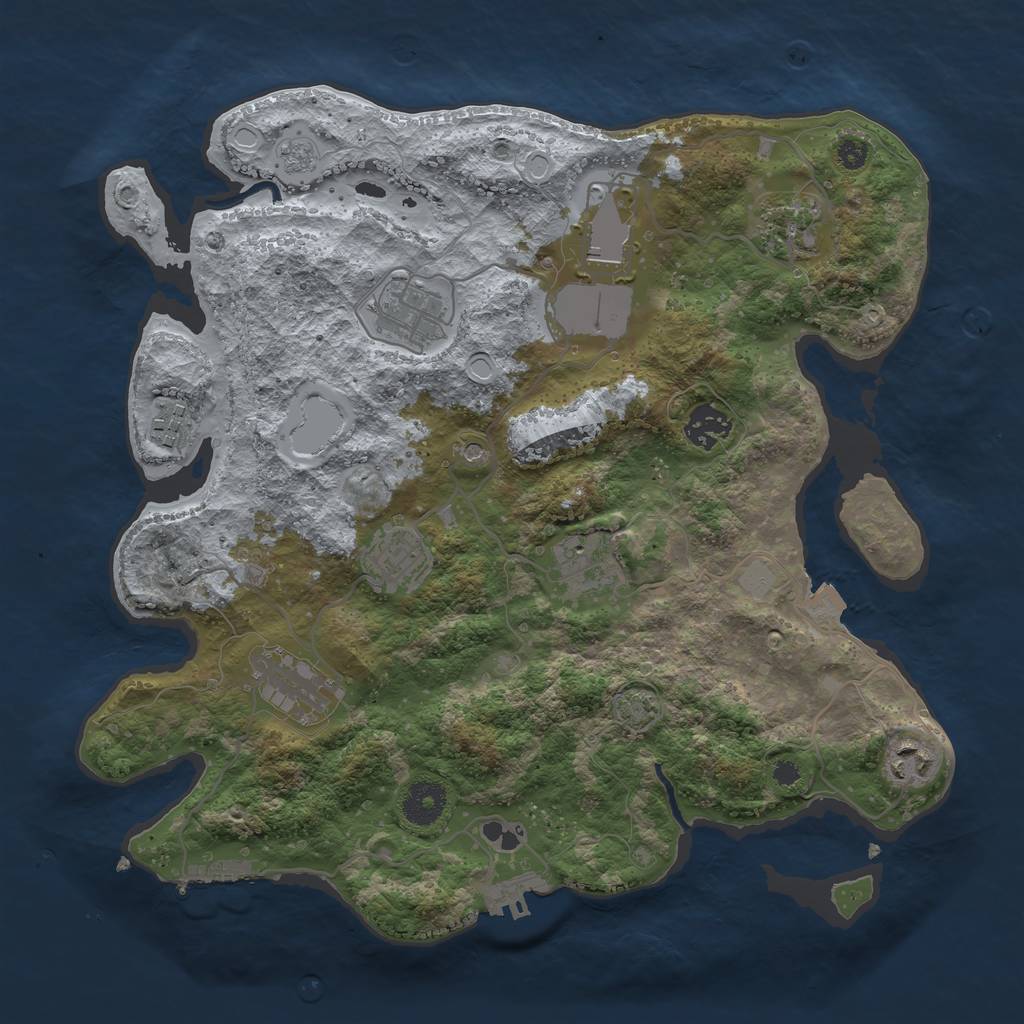 Rust Map: Procedural Map, Size: 3500, Seed: 154862808, 17 Monuments