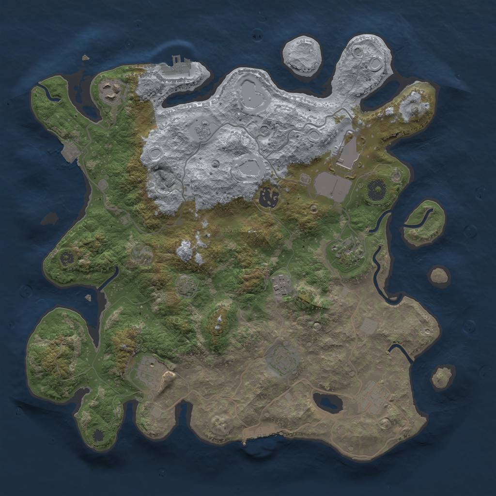 Rust Map: Procedural Map, Size: 3650, Seed: 45110808, 16 Monuments