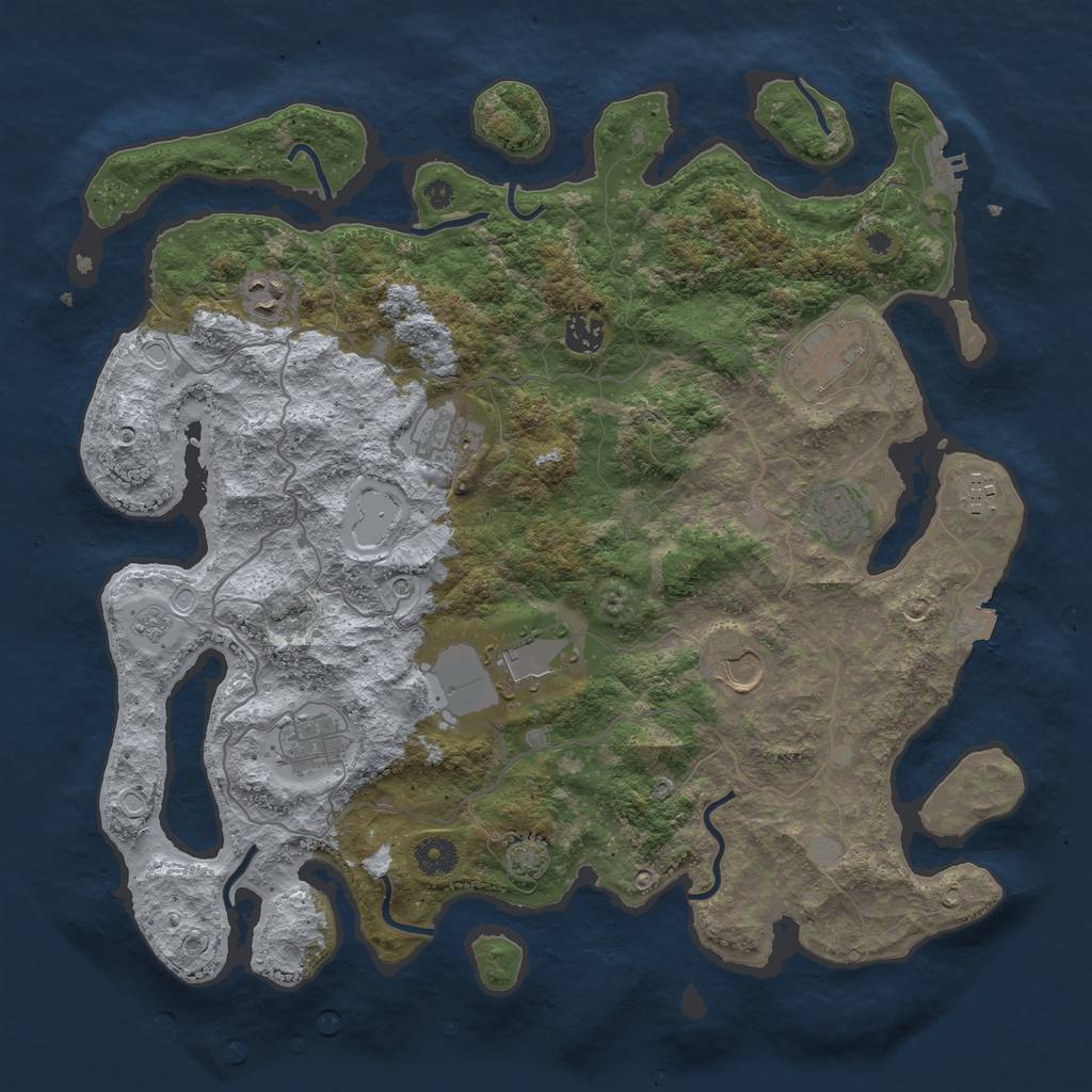 Rust Map: Procedural Map, Size: 4000, Seed: 1863744318, 16 Monuments
