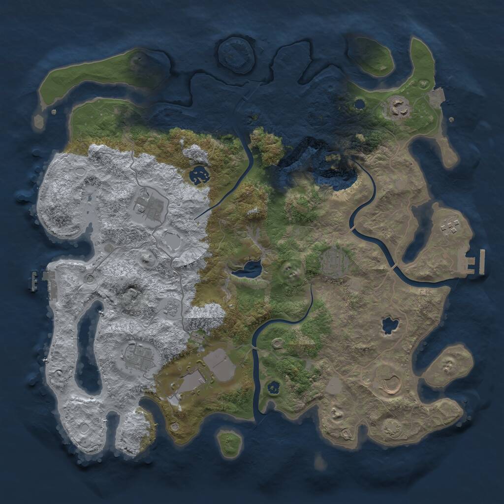 Rust Map: Procedural Map, Size: 4000, Seed: 1863744318, 14 Monuments