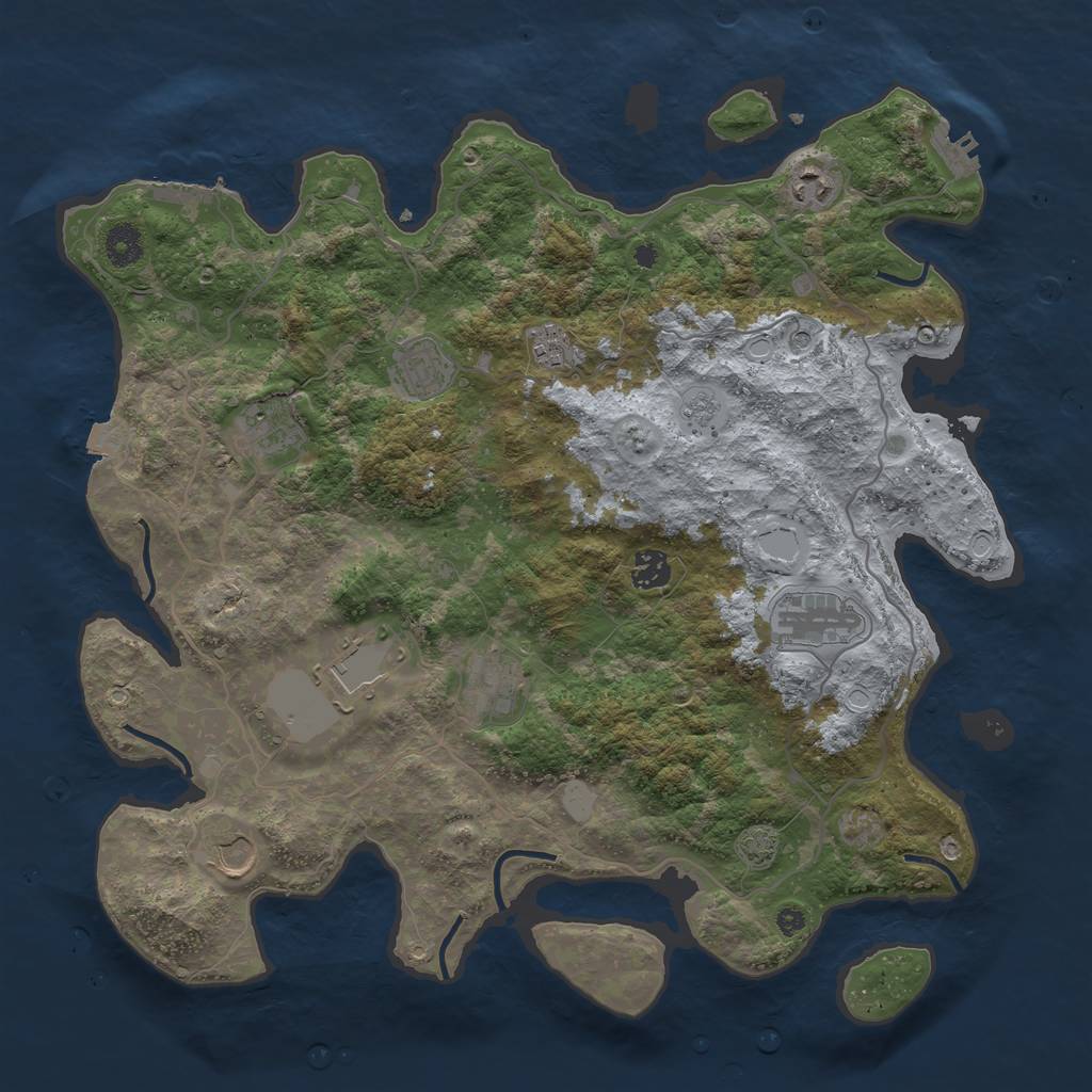 Rust Map: Procedural Map, Size: 4000, Seed: 572668468, 17 Monuments