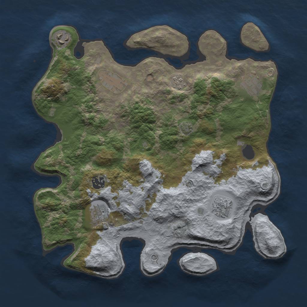 Rust Map: Barren, Size: 3450, Seed: 68041286, 11 Monuments