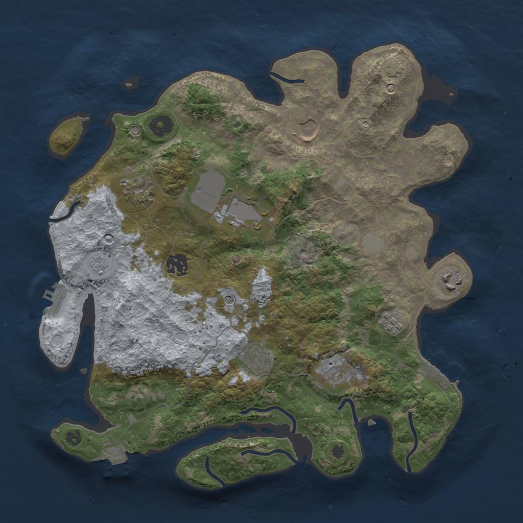 Rust Map: Procedural Map, Size: 3500, Seed: 13149222, 16 Monuments