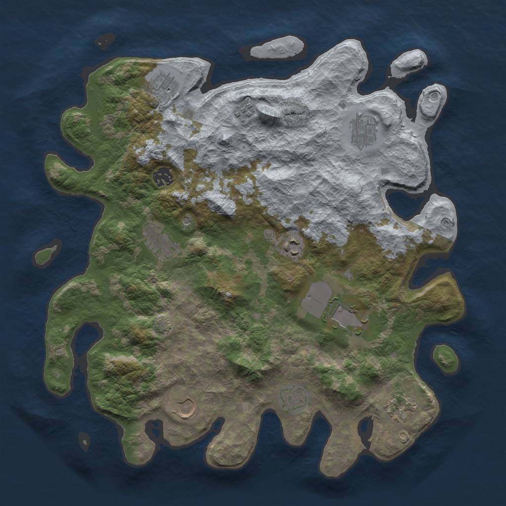 Rust Map: Barren, Size: 3900, Seed: 37190496, 14 Monuments