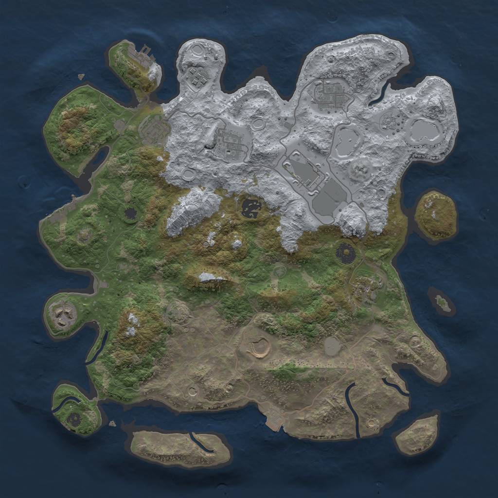 Rust Map: Procedural Map, Size: 3700, Seed: 96698380, 17 Monuments