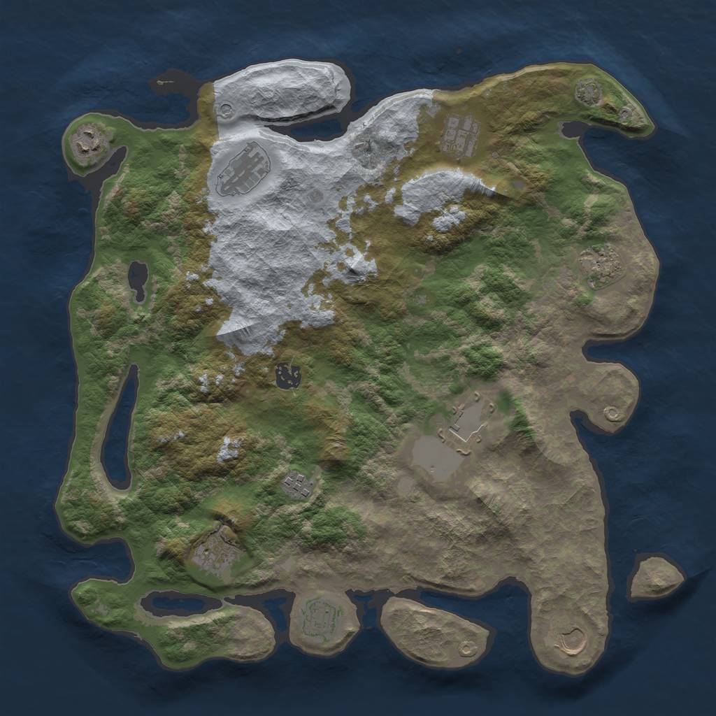 Rust Map: Barren, Size: 3950, Seed: 38555173, 14 Monuments