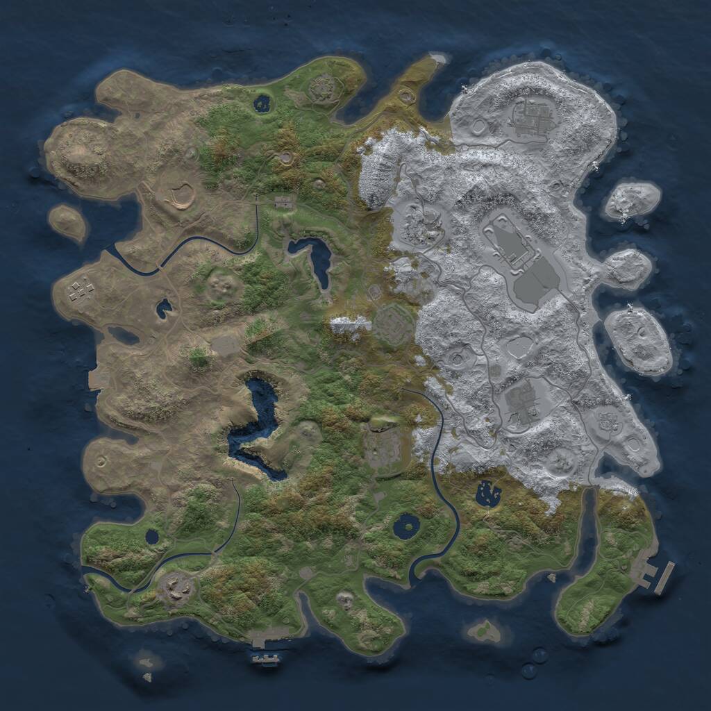 Rust Map: Procedural Map, Size: 4100, Seed: 57325362, 16 Monuments