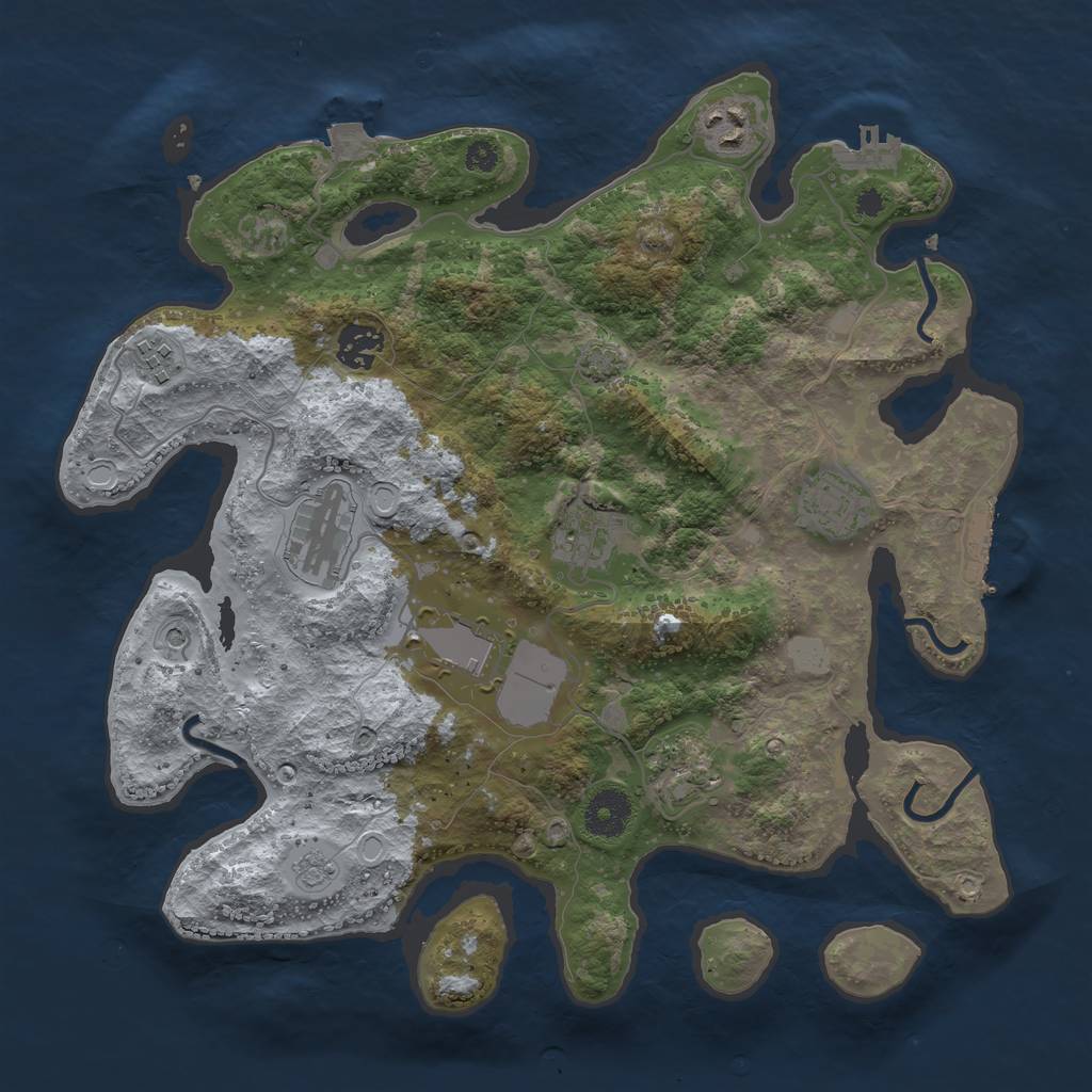Rust Map: Procedural Map, Size: 3500, Seed: 6814676, 16 Monuments