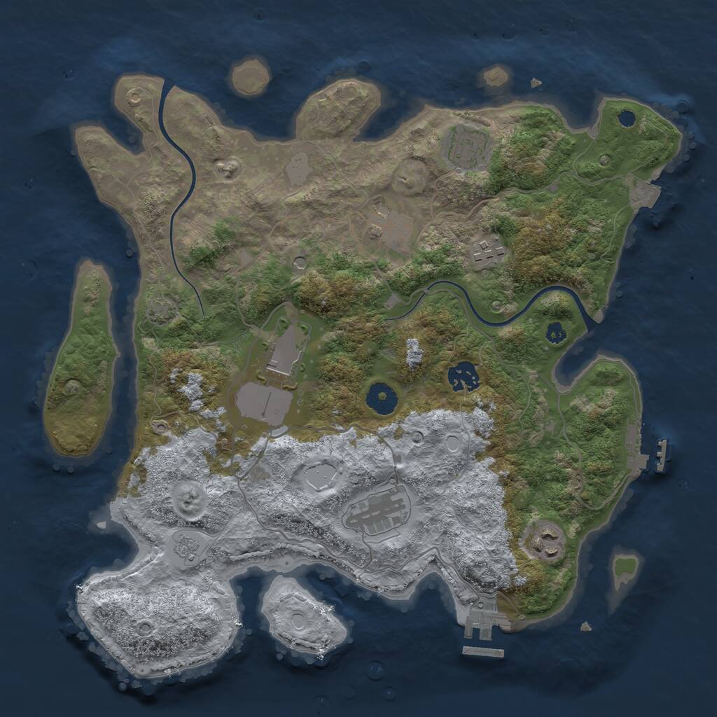 Rust Map: Procedural Map, Size: 3500, Seed: 1844912874, 13 Monuments