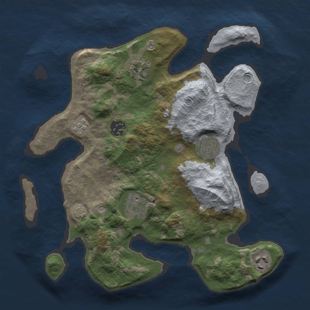 Rust Map: Barren, Size: 3000, Seed: 68, 10 Monuments