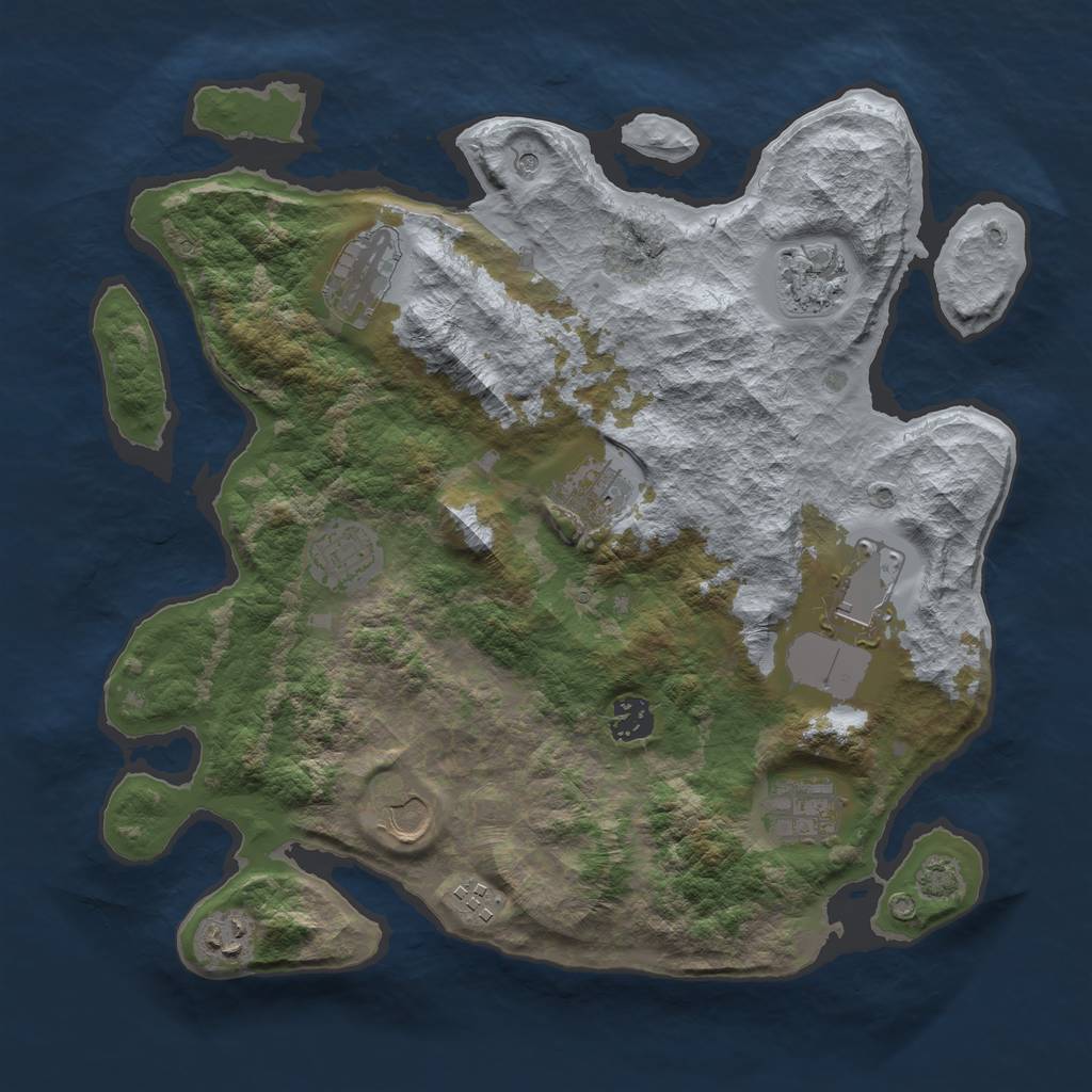 Rust Map: Barren, Size: 3600, Seed: 72686064, 14 Monuments