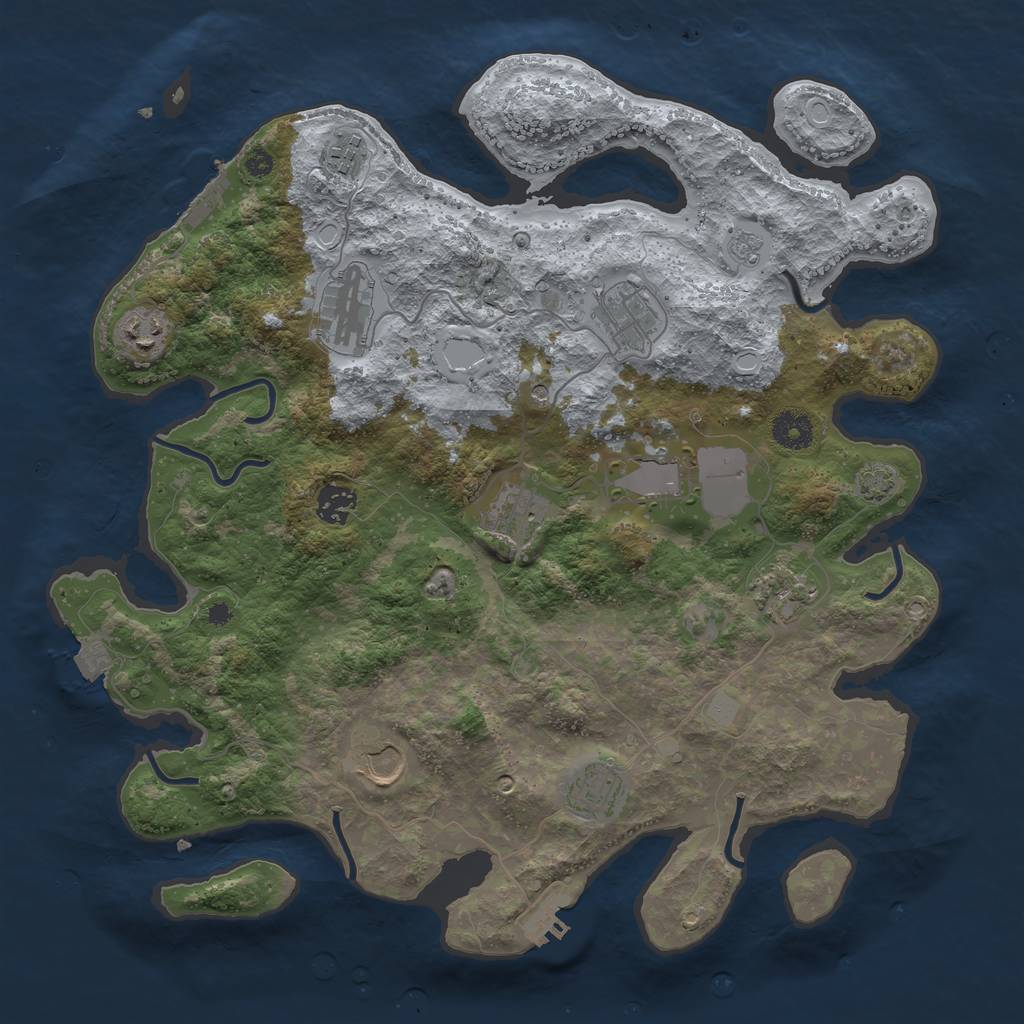 Rust Map: Procedural Map, Size: 3800, Seed: 63020956, 18 Monuments
