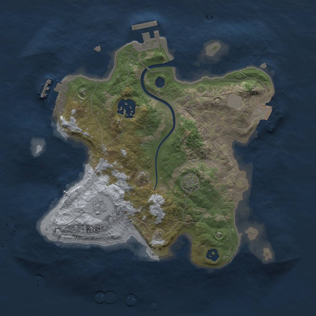 Rust Map: Procedural Map, Size: 2500, Seed: 1028312519, 6 Monuments