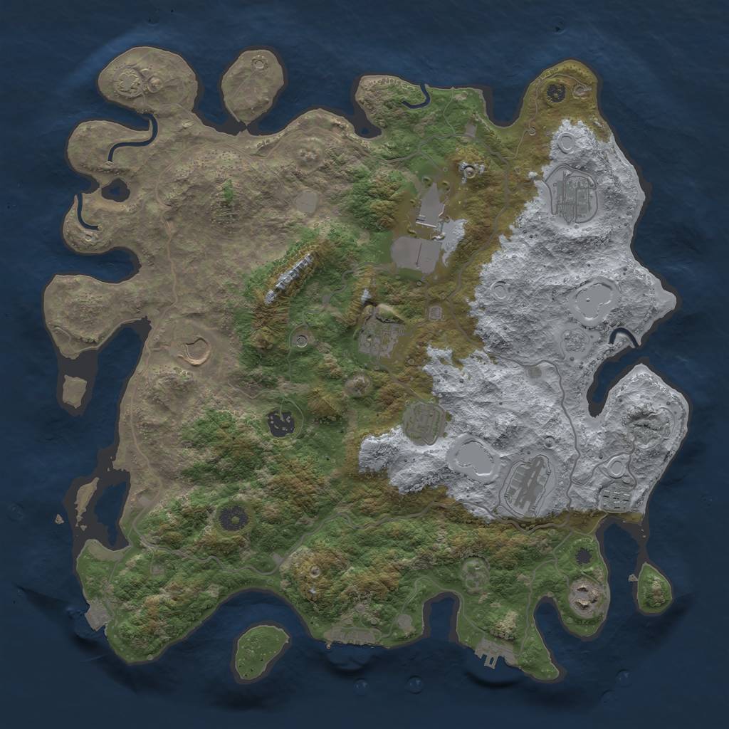 Rust Map: Procedural Map, Size: 4000, Seed: 74935363, 17 Monuments