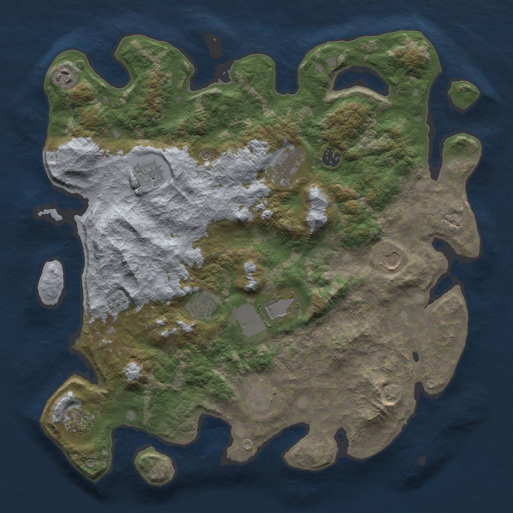 Rust Map: Barren, Size: 4250, Seed: 69793303, 14 Monuments