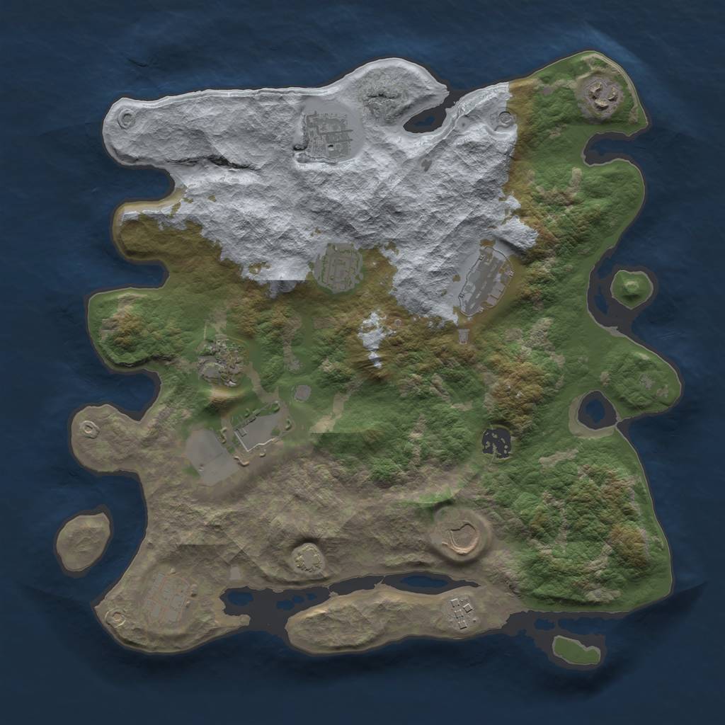 Rust Map: Barren, Size: 3500, Seed: 96113905, 14 Monuments