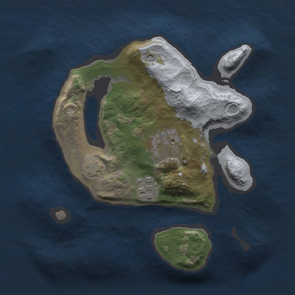Rust Map: Barren, Size: 2000, Seed: 1234561, 5 Monuments