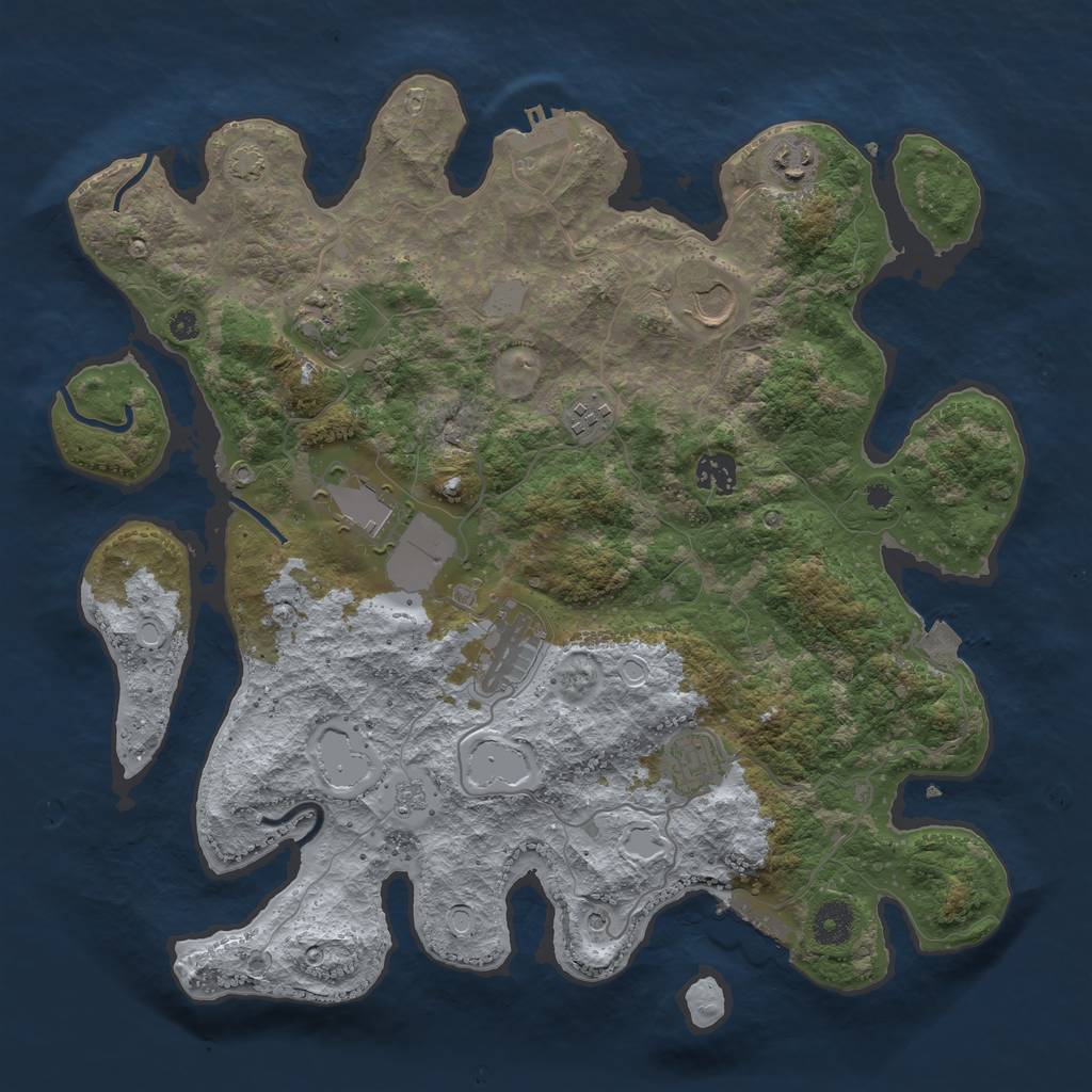 Rust Map: Procedural Map, Size: 3800, Seed: 33337496, 16 Monuments