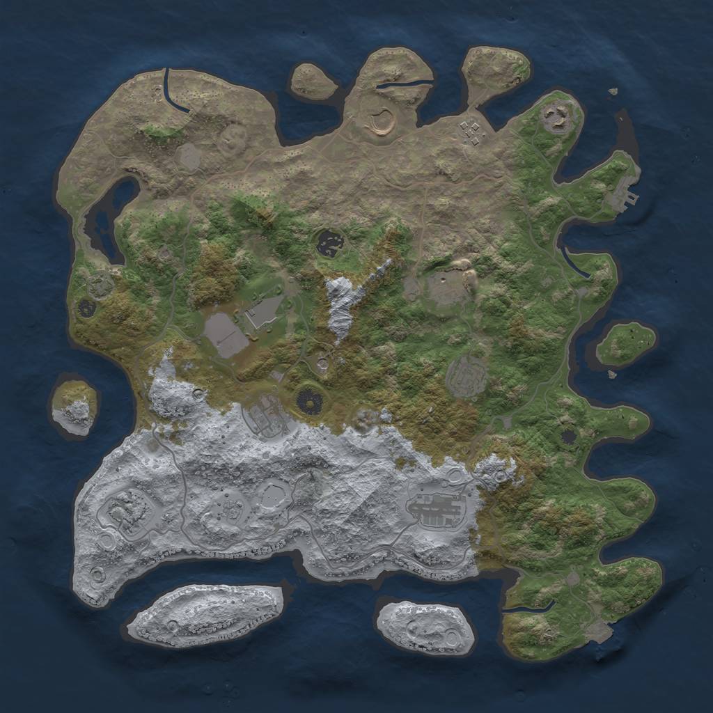 Rust Map: Procedural Map, Size: 4100, Seed: 37729536, 17 Monuments