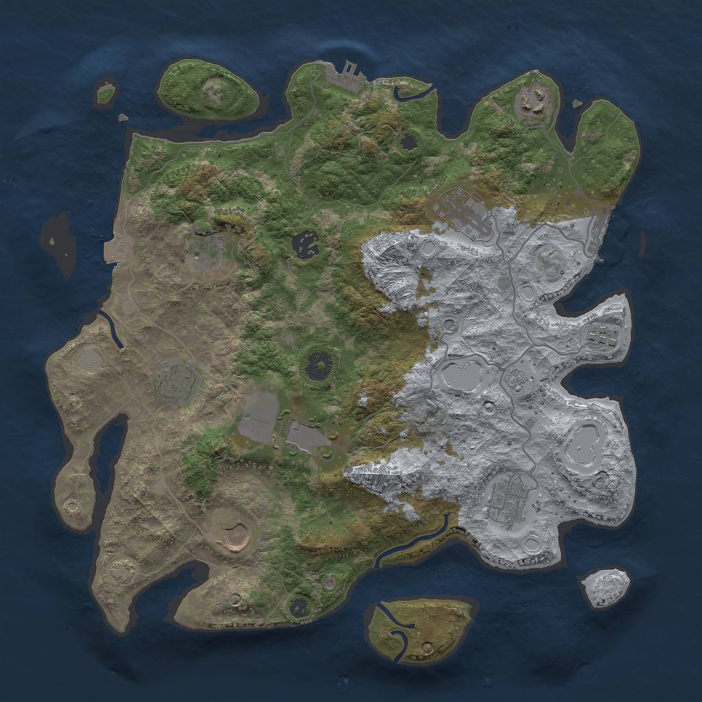 Rust Map: Procedural Map, Size: 3700, Seed: 64073260, 17 Monuments