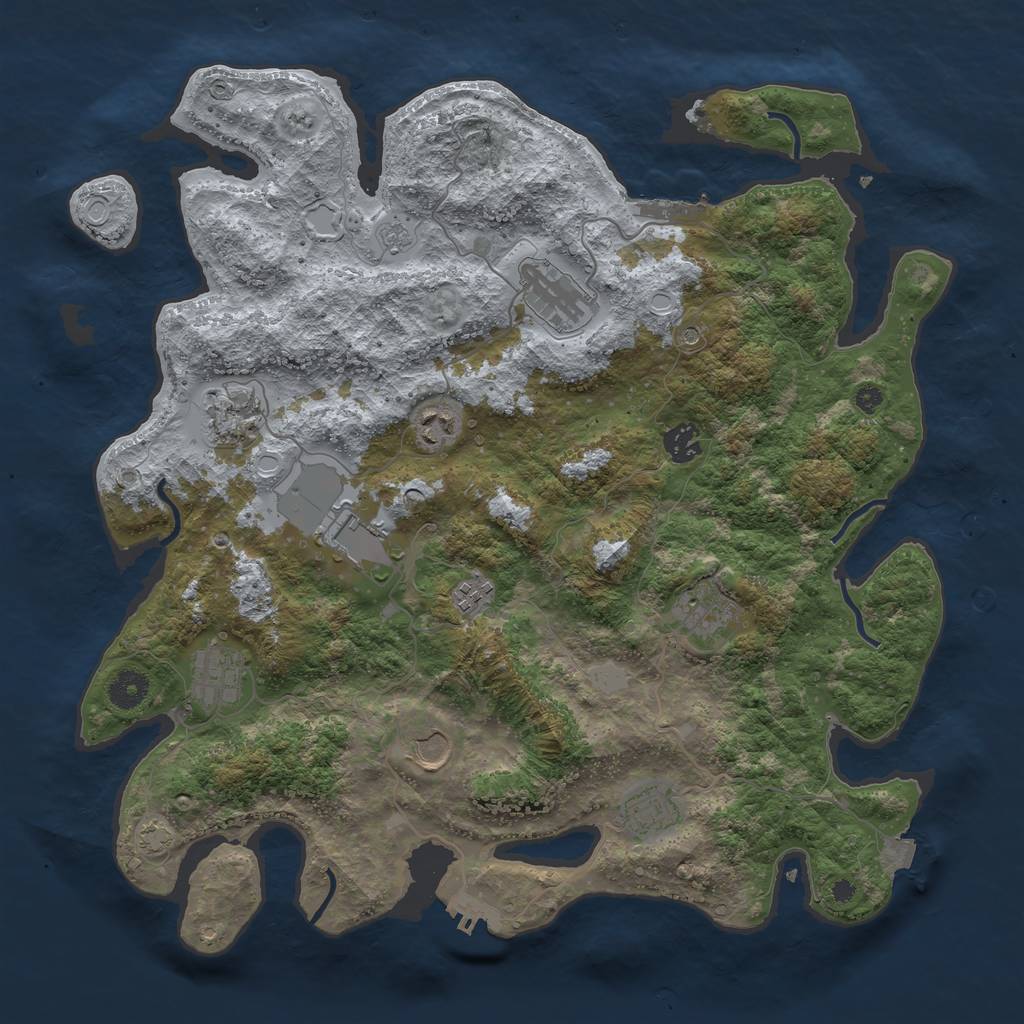 Rust Map: Procedural Map, Size: 3950, Seed: 16923163, 18 Monuments