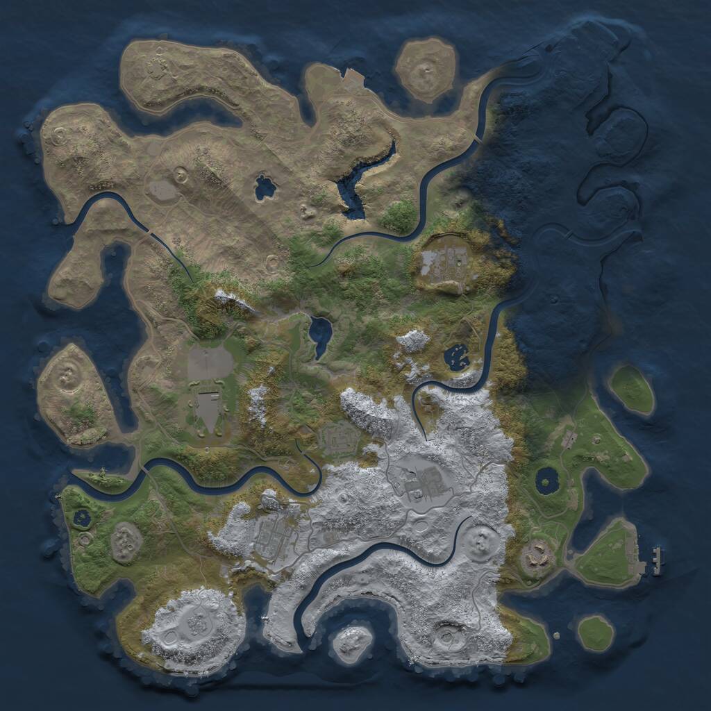 Rust Map: Procedural Map, Size: 4100, Seed: 39164097, 13 Monuments