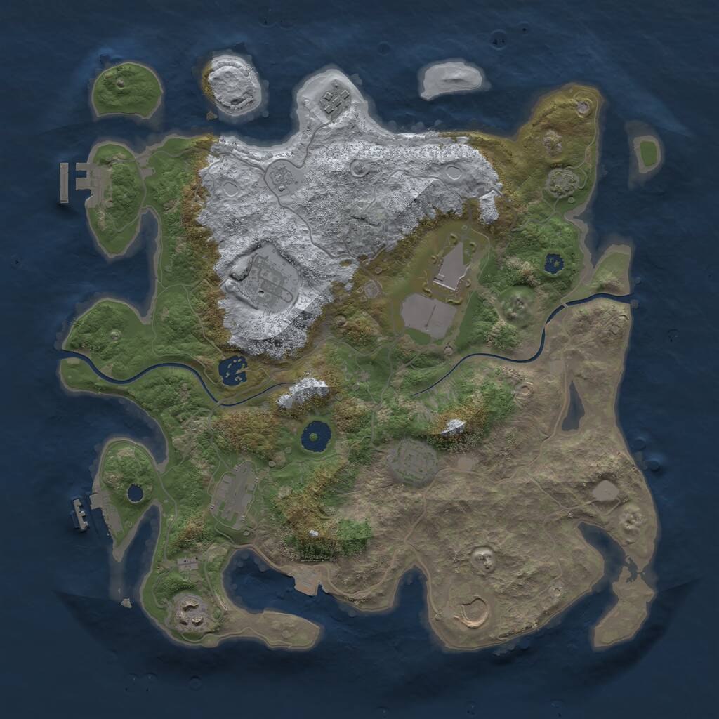Rust Map: Procedural Map, Size: 3600, Seed: 58209985, 13 Monuments